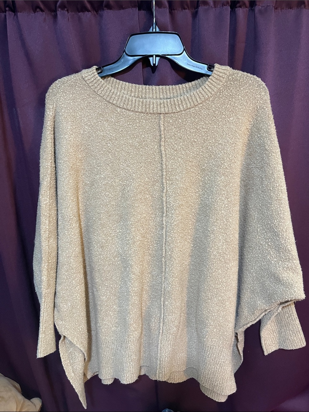 Lou & Grey Tan Bouclé Oversized Poncho Sweater